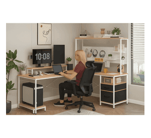 Escritorio homeoffice esquinero convertible con estantería