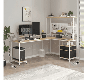 Escritorio homeoffice esquinero convertible con estantería