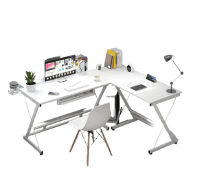 Escritorio esquinero forma l base metal oficina 161x51x74cm
