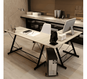 Escritorio esquinero forma l base metal oficina 161x51x74cm