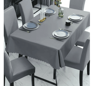 Mantel Rectangular 1.5x2.3 Mas 6 Fundas De Sillas W.m G Z Gris Oscuro Liso