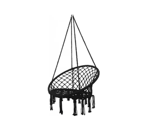 Hamaca silla colgante redonda interior exterior macramé negro