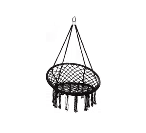 Hamaca silla colgante redonda interior exterior macramé negro