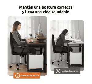 Escritorio 120x50x86cm con repisa ganchos puerto USB #3