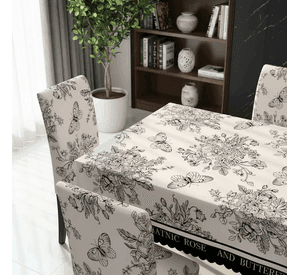 Mantel Rectangular 1.5x2.3 Mas 6 Fundas De Sillas W.m G Z Blanco Mariposa
