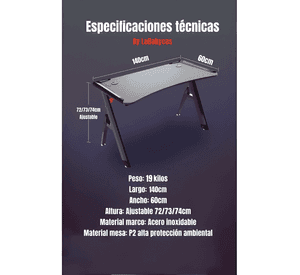 Escritorio gamer con luces 140x60x73cm Negro