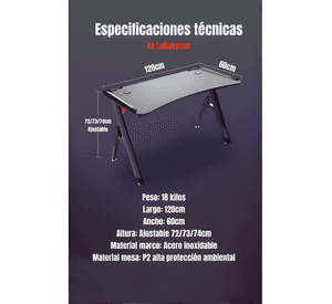 Escritorio gamer con luces 120x60x73cm Negro