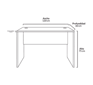 Mesa oficina escritorio melamina 120x60 form Gris