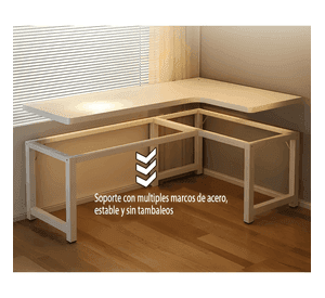 Escritorio en l oficina madera y fierro moderno #14