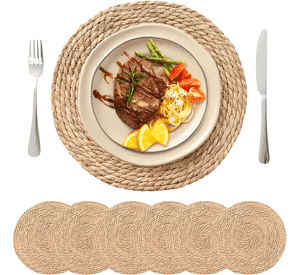 Set 6 individuales mantel fibra natural yute 35 CM redondos