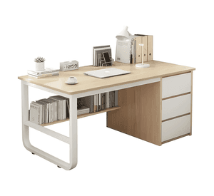 Escritorio oficina melamina metal 3 cajones 100x50cm Blanco