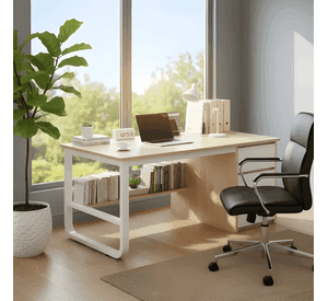 Escritorio oficina melamina metal 3 cajones 100x50cm Blanco