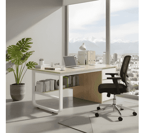 Escritorio oficina melamina metal 3 cajones 100x50cm Blanco