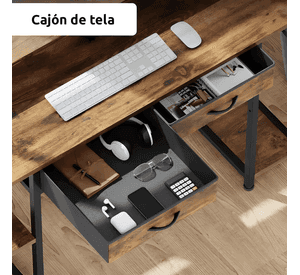 Escritorio 120x50x86cm con repisa ganchos puerto USB