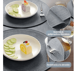 Set de 12 individuales redondos trenzados6x34cm y 6x10cm