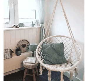 Silla hamaca colgante para terraza o jardín color blanco
