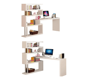 Escritorio esquinero 120x80x125cm con estantes chic home