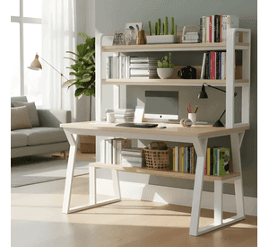 Escritorio moderno con repisas 147x120x60x72