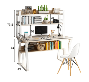 Escritorio moderno con repisas 147x120x60x72