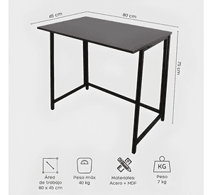 Escritorio plegable top living wengué compacto Marrón