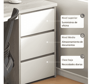 Escritorio con cajones de madera para oficina 100cm Marrón