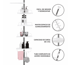 Estante Esquinero Ba o Telescopico Ajustable 4 Niveles 18kg