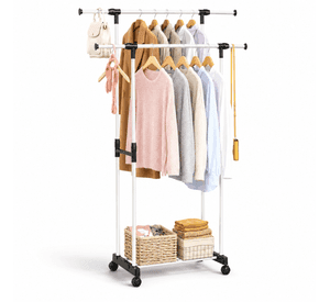 Perchero Organizador Doble De Ropa Con Ruedas Ajustable
