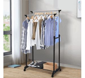Perchero Organizador Doble De Ropa Con Ruedas Ajustable
