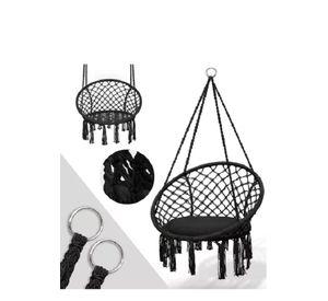Silla Colgante Muna Tejida Negra Tipo Columpio Decorativa