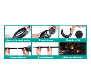 Pack 3 Lampara Solar Exterior Jardin Con Estaca Efecto Fuego