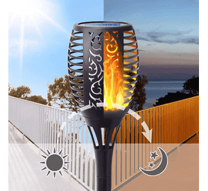 Pack 3 Lampara Solar Exterior Jardin Con Estaca Efecto Fuego