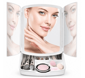 Espejo De Maquillaje Con Luz Led Plegable Triple Portatil