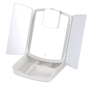 Espejo De Maquillaje Con Luz Led Plegable Triple Portatil