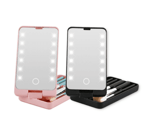 Espejo De Maquillaje Plegable Con 12 Luces Led Y Aumento