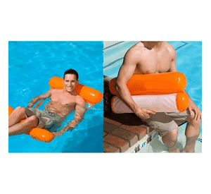 Hamaca Inflable De Red Para Piscina Sillon Flotante Multiuso Naranja
