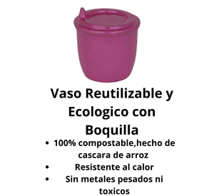 Vaso Con Boquilla 296 ml para bebés, Color Rosado, Cáscara De Arroz