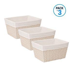 Pack 3 Canastos Cestas Organizadoras Carry All Estilo Rat n Crema S