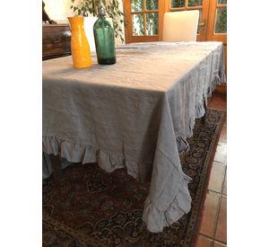 Mantel vuelos gris lino 190x310