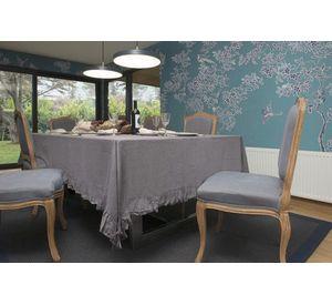 Mantel vuelos gris lino 190x310