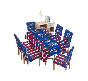 MANTEL FIESTAS PATRIAS DE TELA CON FUNDAS DE SILLAS ELASTICADAS M5