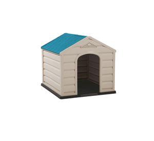 Casa Para Perro Pequeña Taupe Techo Azul 68x61x58 cms Rimax