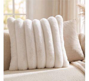 Set 2 Fundas de Cojín Sherpa Suave por Capas Blanco 45x45 cm Colección Hygge Nieve