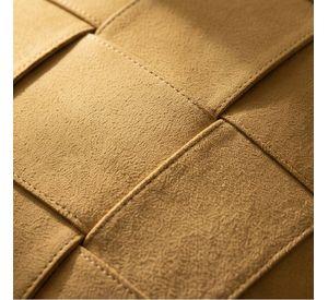 Set 2 Fundas de Cojín Cuero Tejido Entretejido Mostaza 45x45 cm Colección Toscana Siena