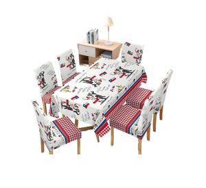 MANTEL FIESTAS PATRIAS DE TELA CON FUNDAS DE SILLAS ELASTICADAS M2