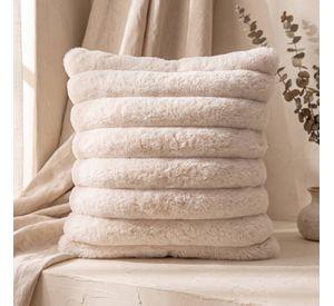 Set 2 Fundas de Cojín Sherpa Suave por Capas Crema 45x45 cm Colección Hygge Canela