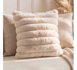 Set 2 Fundas de Cojín Sherpa Suave por Capas Crema 45x45 cm Colección Hygge Canela