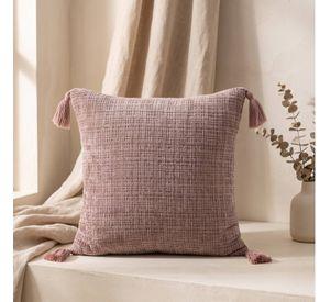 Set 2 Fundas de Cojín Chenille con Borlas Rosado 45x45 cm Colección Capri Capri