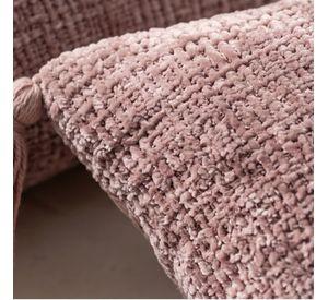 Set 2 Fundas de Cojín Chenille con Borlas Rosado 45x45 cm Colección Capri Capri
