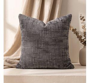 Set 2 Fundas de Cojín Chenille Texturizado Cuadriculado Gris 45x45 cm Colección Mónaco Acero