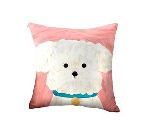 Funda para cojin estampado perro 45 x 45 cm. 100% poliéster modelo Rosa Bichón Frisé
